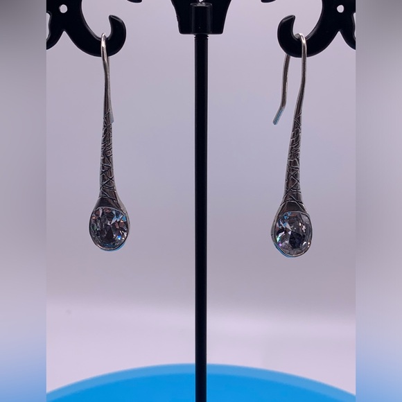 Silpada Vintage Sterling FALLING STAR Cubic Zirconia Threader Earrings - Picture 2 of 16